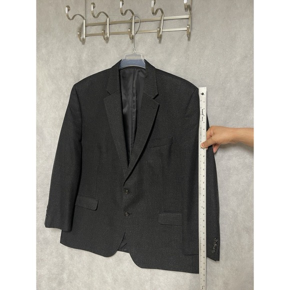 Chaps Blazer Men 50R Black Gray 2B Winter Flannel Birds Eye Ralph Lauren Luxury - Picture 5 of 10